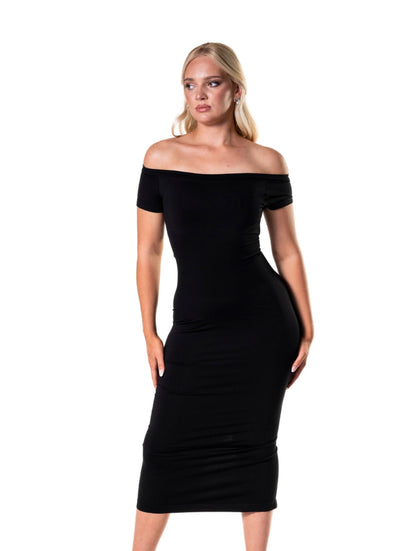 Off-Shoulder Shapewear Split Dress HeyShape