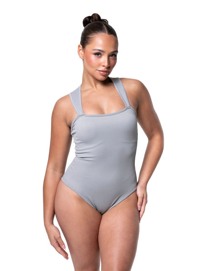 Ribbed Square Neck Shapewear Bodysuit HeyShape