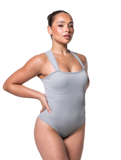 Ribbed Square Neck Shapewear Bodysuit HeyShape