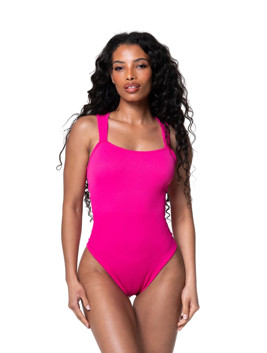 Ribbed Square Neck Shapewear Bodysuit HeyShape