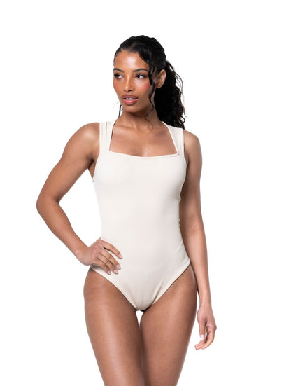 Ribbed Square Neck Shapewear Bodysuit HeyShape