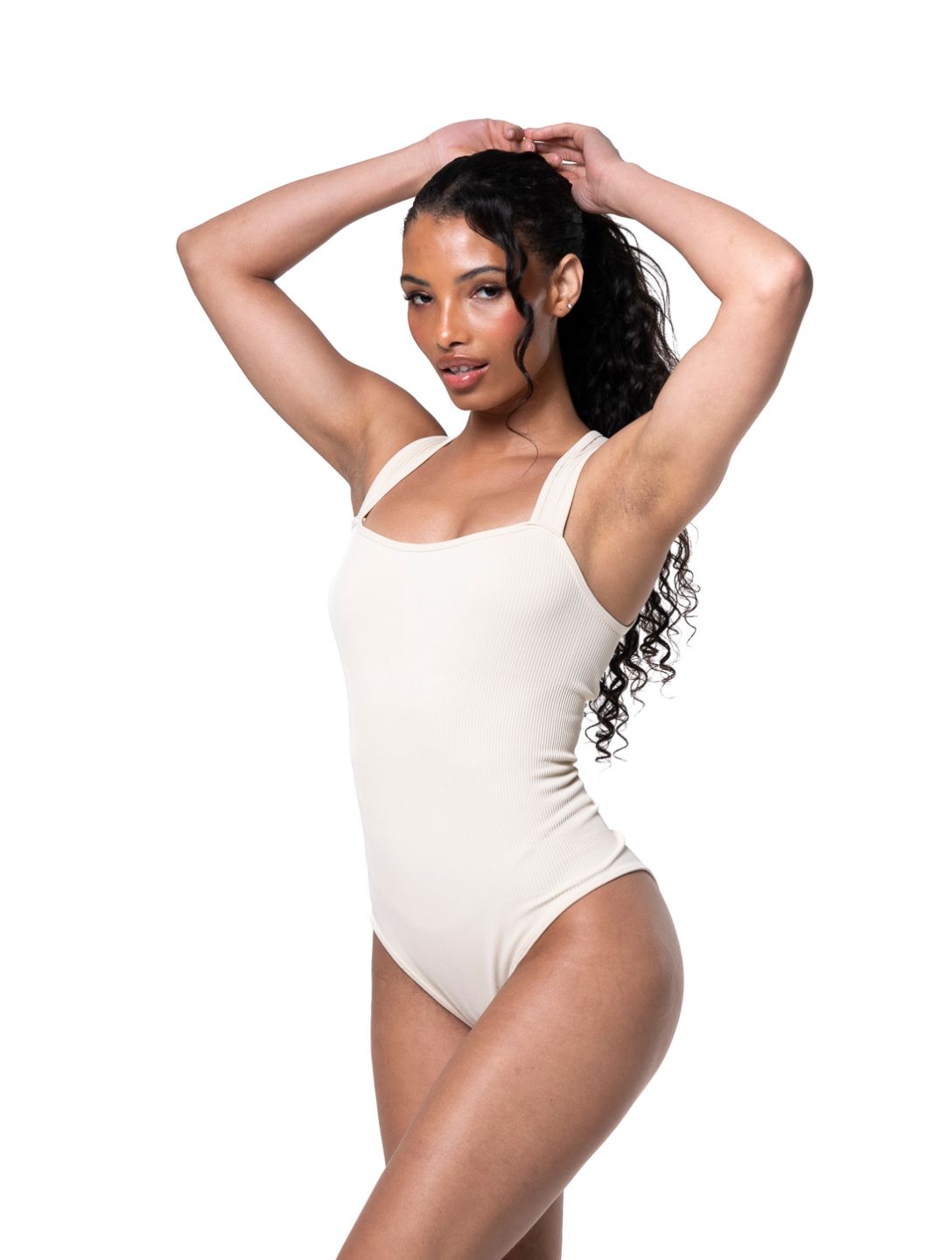 Ribbed Square Neck Shapewear Bodysuit HeyShape