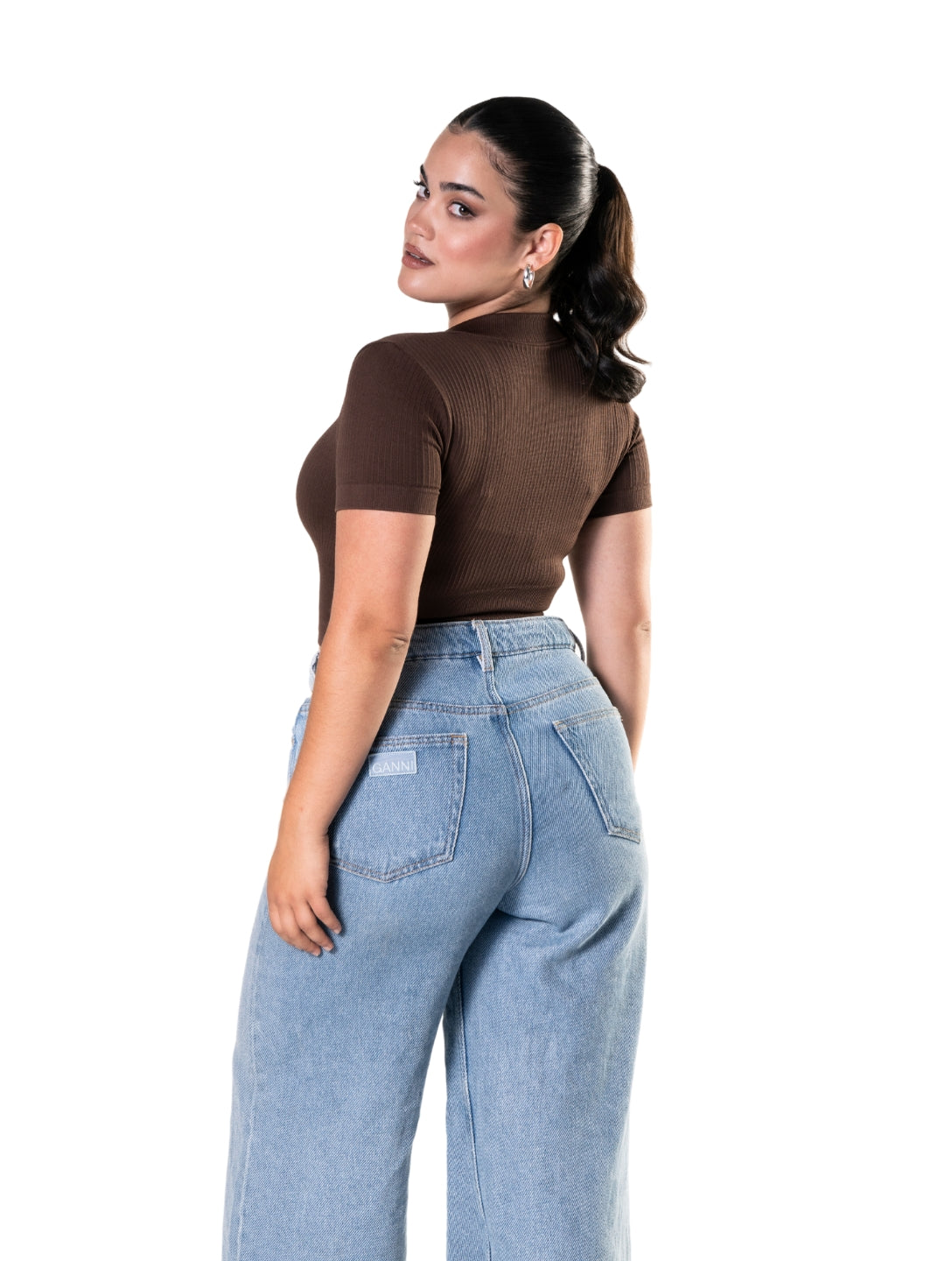 Seamless Ribbed Zip-Front Short Sleeve Crop Top HeyShape