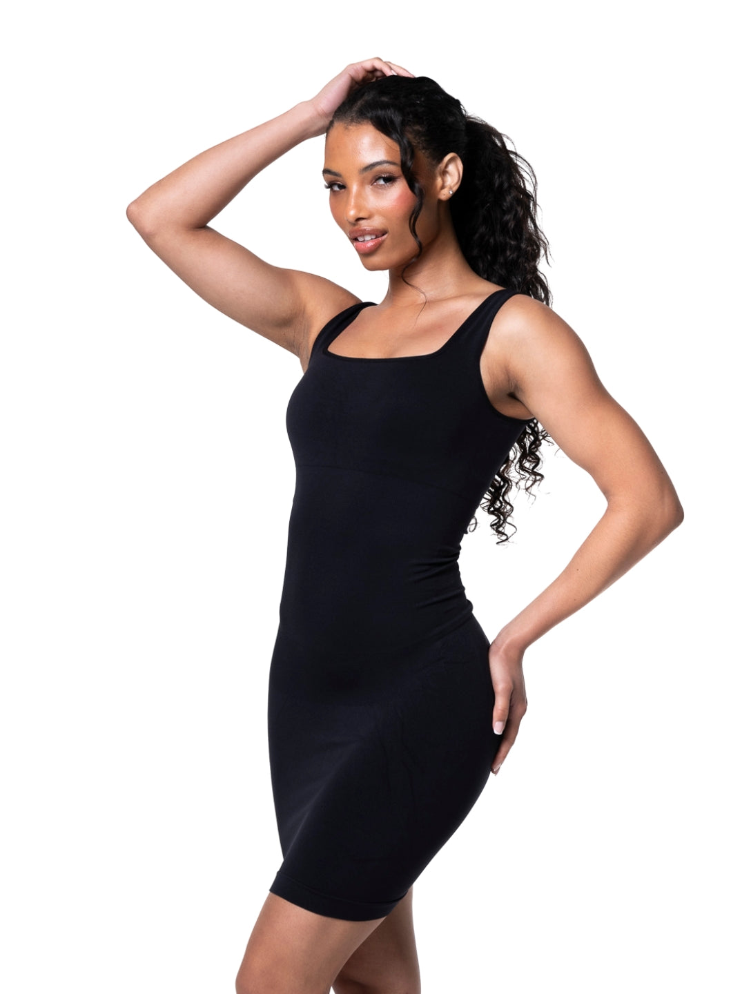 Square-Neck Seamless Mini Dress HeyShape