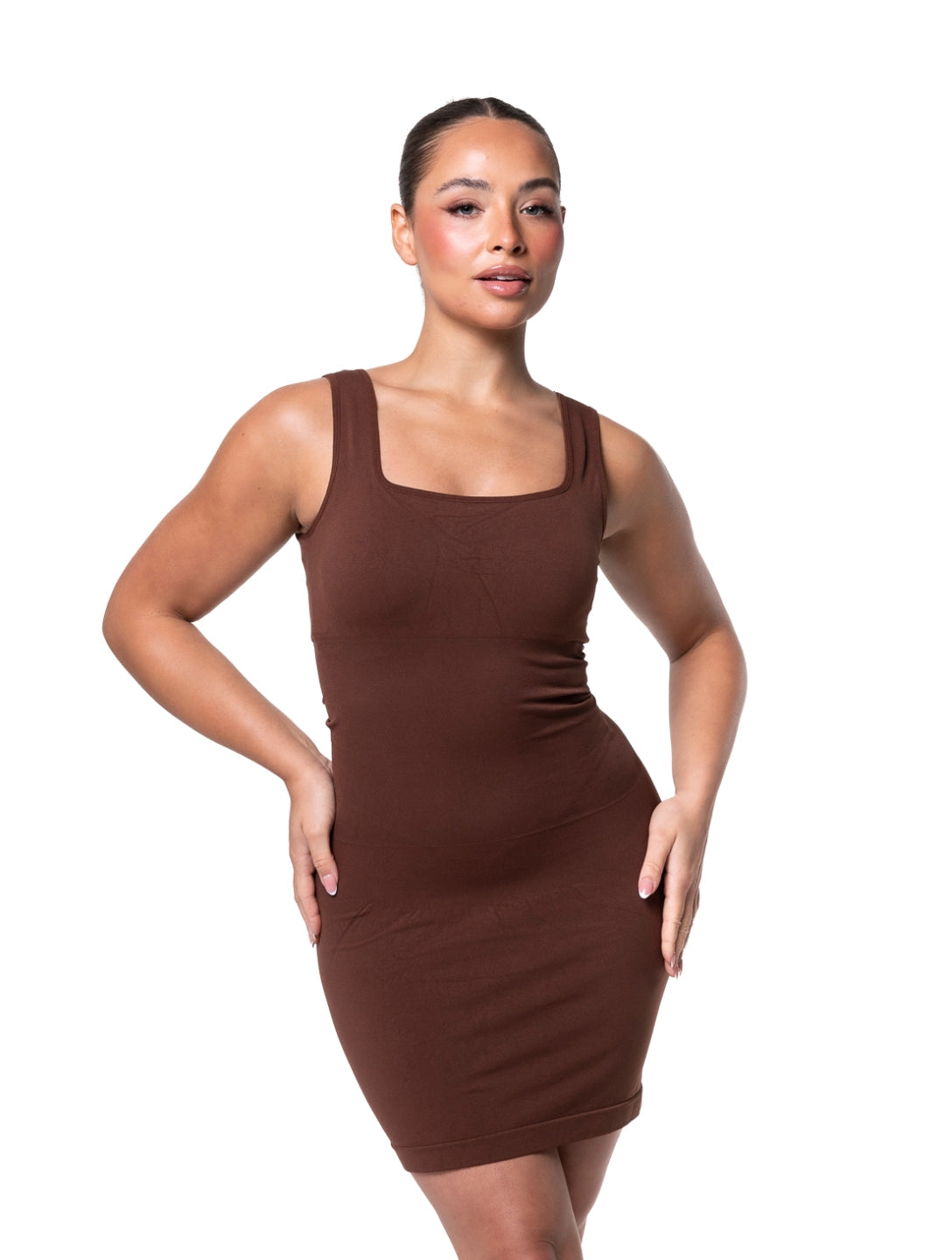 Square-Neck Seamless Mini Dress HeyShape