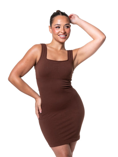 Square-Neck Seamless Mini Dress HeyShape