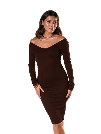 V-Neck Long Sleeve Dress HeyShape