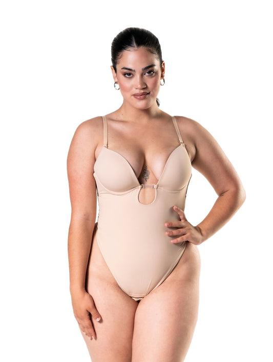 Plunge Shapewear Thong Bodysuit HeyShape